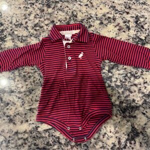 The Beaufort Bonnet Company Navy and Red Striped Baby Onesie 6-12 months